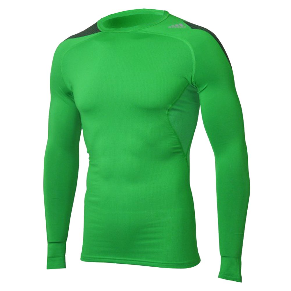 adidas ClimaCool Long Sleeve Performance Mens Green Workout Compression ...