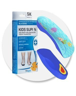 Dynamiczne wkładki ortopedyczne medyczne FootWave Kids Supi 3/4 dziecięce na koślawość płaskostopie