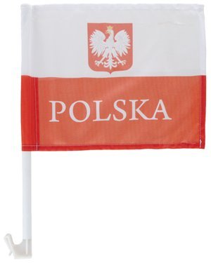 Samochodowa Flaga Polski 27x35 cm z uchwytem na szybę